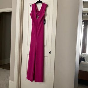 Lulus Thinking Out Loud Magenta backless jumpsuit